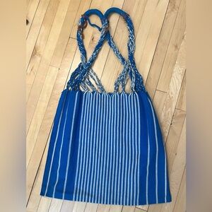 Handwoven Blue & White Market Tote Bag from Mexico